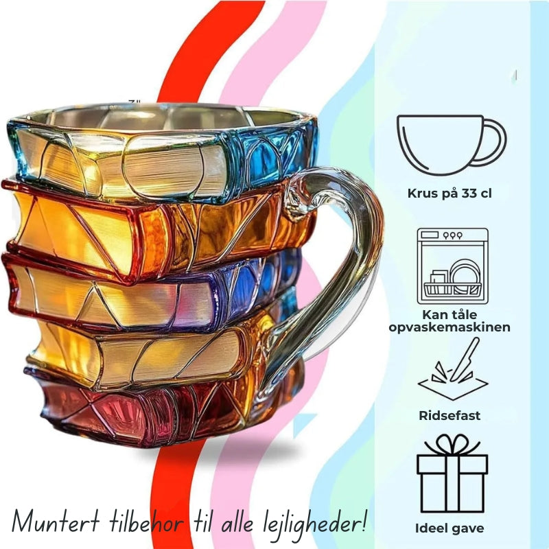 Handgjord 3D-boksmugg | Kaffekopp med litterärt tema, perfekt present