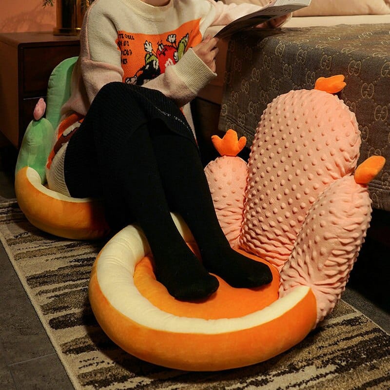 Kaktusformad plyschkudde - Mysig dekorativ stolskudde