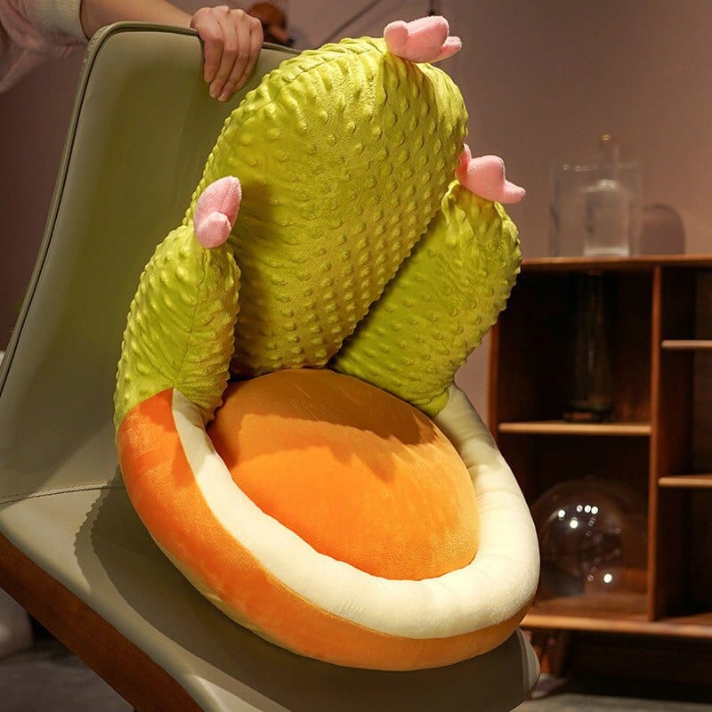 Kaktusformad plyschkudde - Mysig dekorativ stolskudde