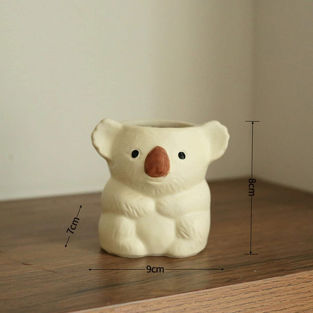 Bedårande Koala Mini Planter – Nyckfull Keramisk Kruka för Suckulenter och Inomhusväxter