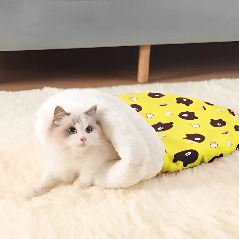 Mysig kattungesovsäck – plyschig sovsäck för katter och små husdjur