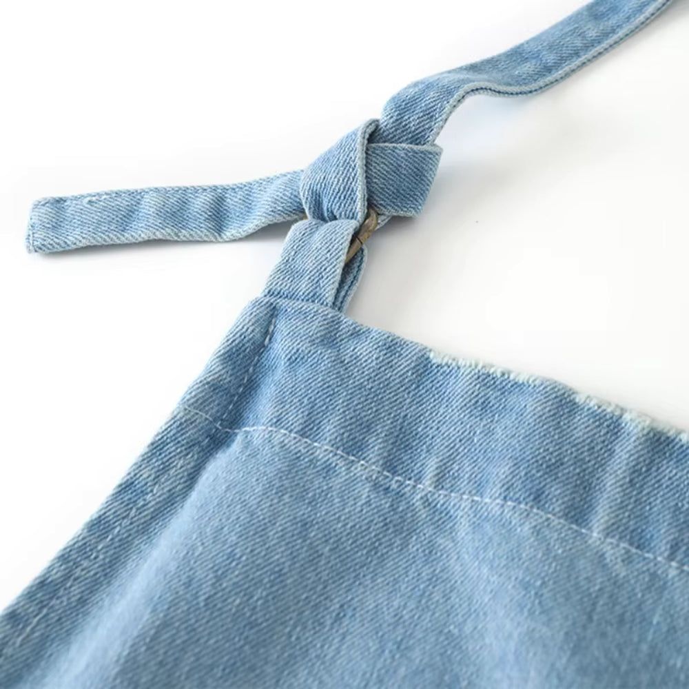 Vintage Denimförkläde – Slitstarka arbetskläder med praktiska fickor