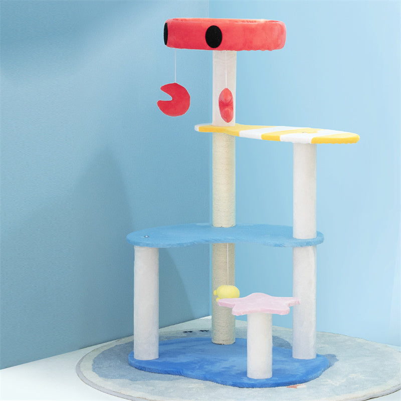 Lyxigt klättertorn för katter - Klösträd i flera nivåer och aktivitetsträd för innekatter