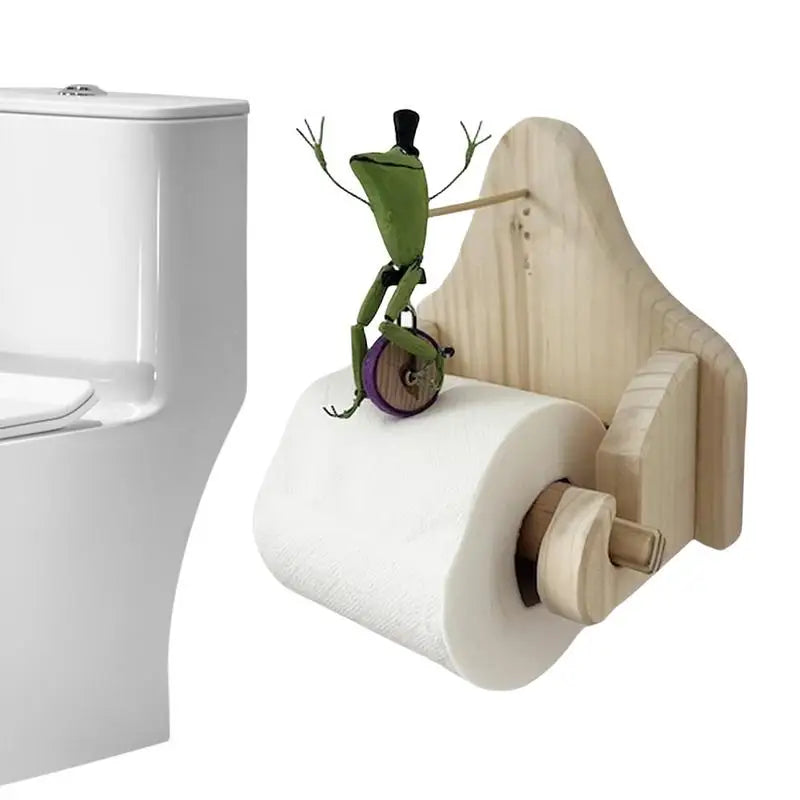 Toalettpappershållare med Frog Rider-motiv – Unik badrumsinredning med en rolig twist