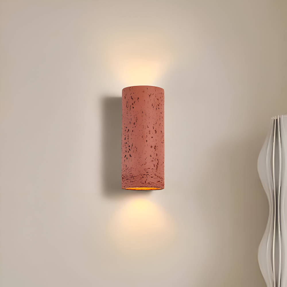 Wabi Sabi Cylinderformad LED-vägglampa – Steninspirerad minimalistisk spotlight