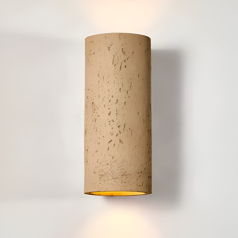 Wabi Sabi Cylinderformad LED-vägglampa – Steninspirerad minimalistisk spotlight