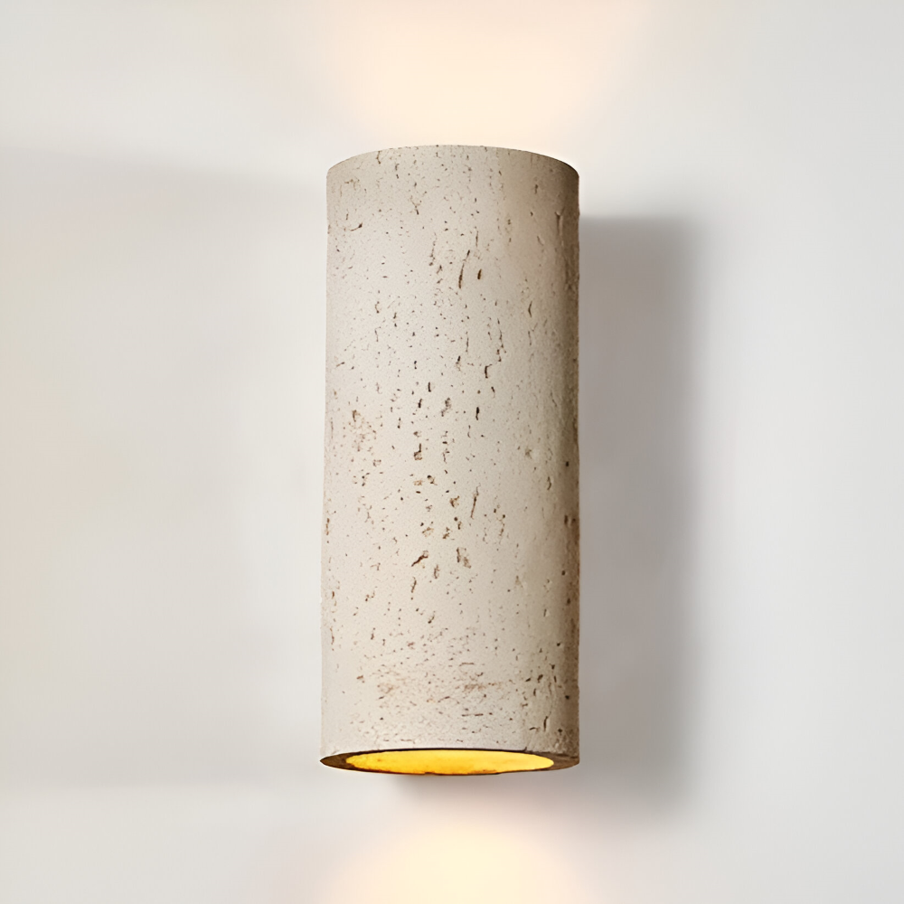 Wabi Sabi Cylinderformad LED-vägglampa – Steninspirerad minimalistisk spotlight