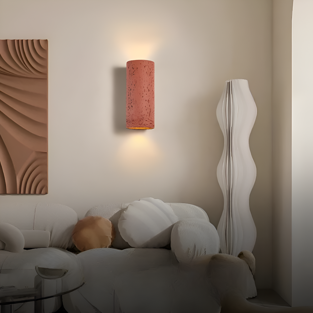 Wabi Sabi Cylinderformad LED-vägglampa – Steninspirerad minimalistisk spotlight
