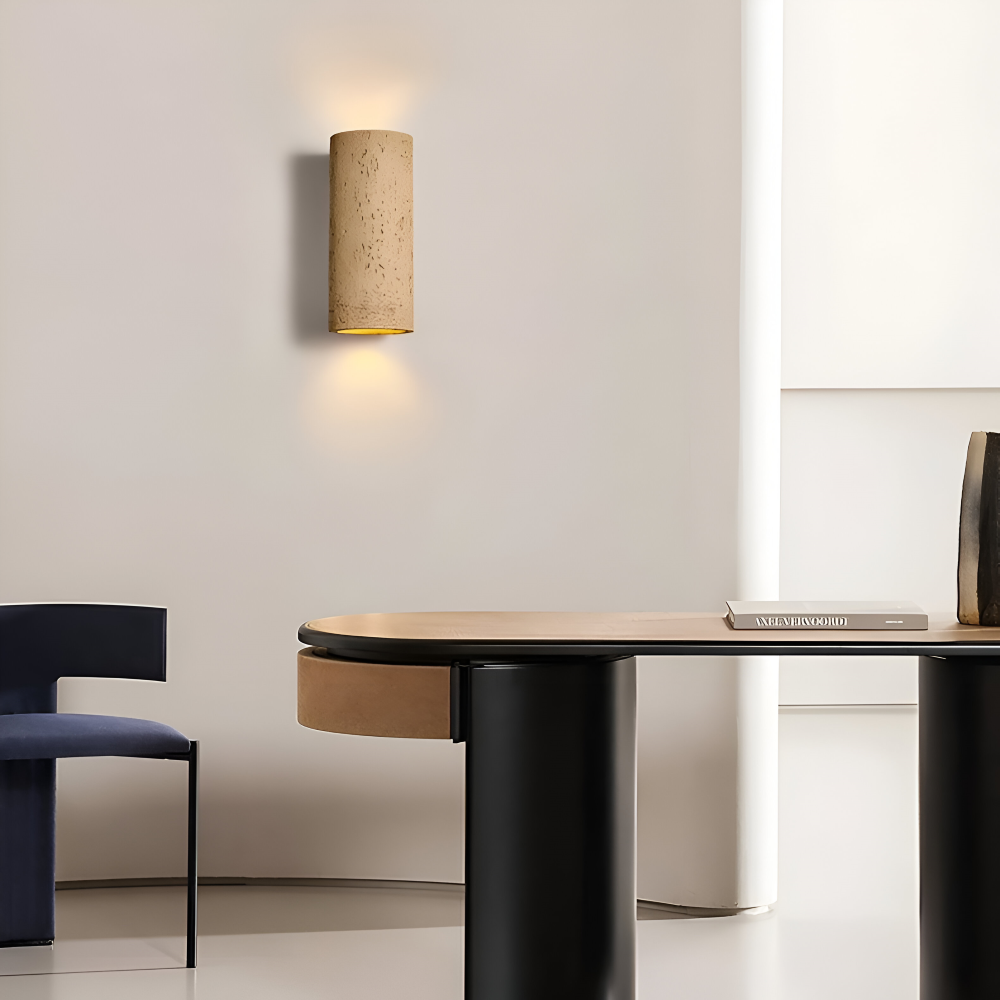 Wabi Sabi Cylinderformad LED-vägglampa – Steninspirerad minimalistisk spotlight