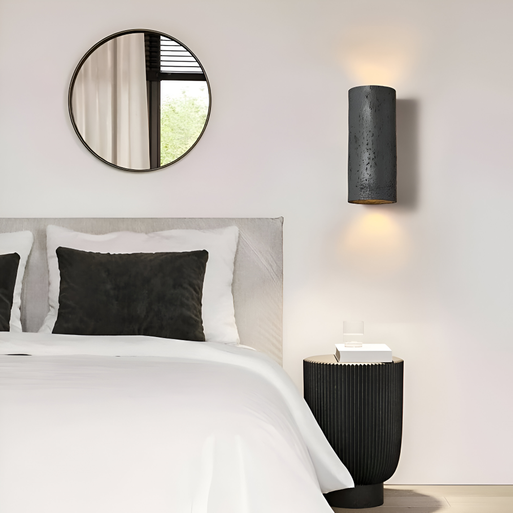 Wabi Sabi Cylinderformad LED-vägglampa – Steninspirerad minimalistisk spotlight
