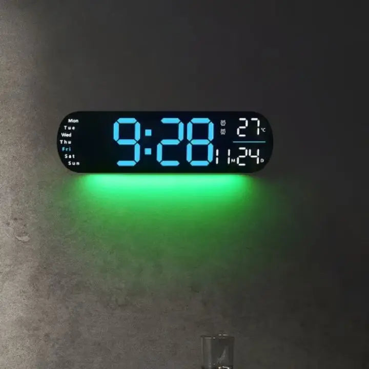 TimeGlow – Stor LED digital väggklocka med fjärrkontroll