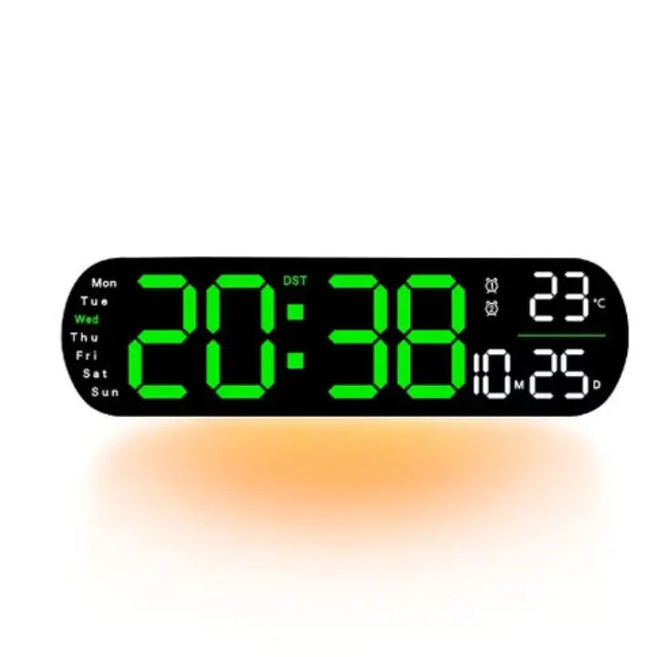 TimeGlow – Stor LED digital väggklocka med fjärrkontroll