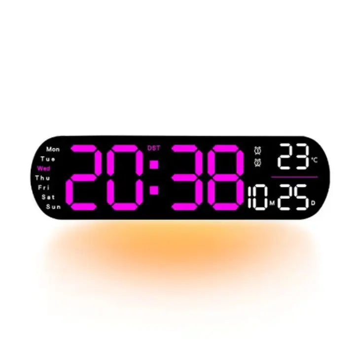 TimeGlow – Stor LED digital väggklocka med fjärrkontroll