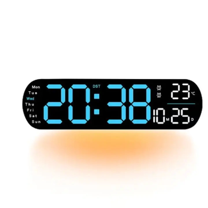 TimeGlow – Stor LED digital väggklocka med fjärrkontroll