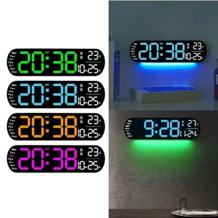 TimeGlow – Stor LED digital väggklocka med fjärrkontroll
