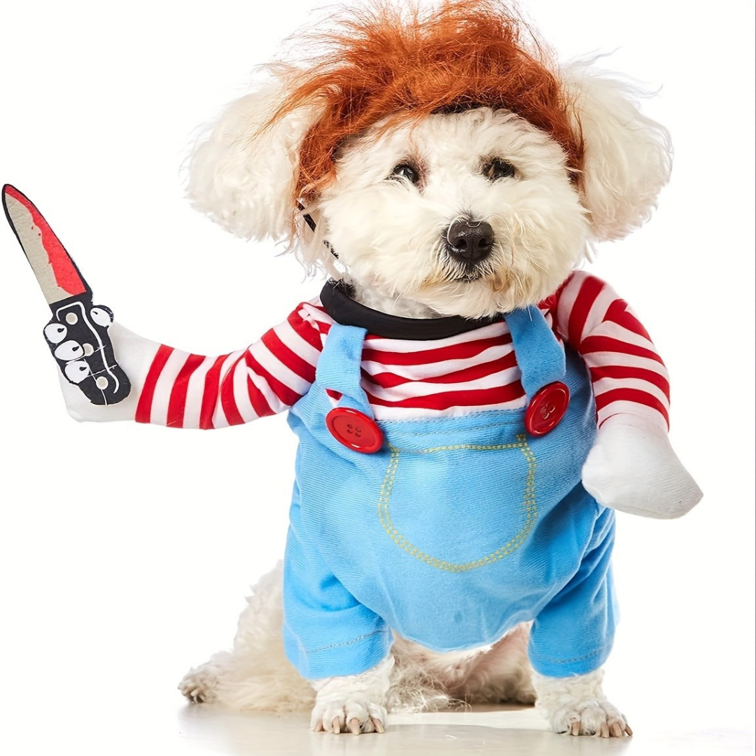 Kuslig dockhundkostym – Plyschig rolig Halloween-outfit för husdjur