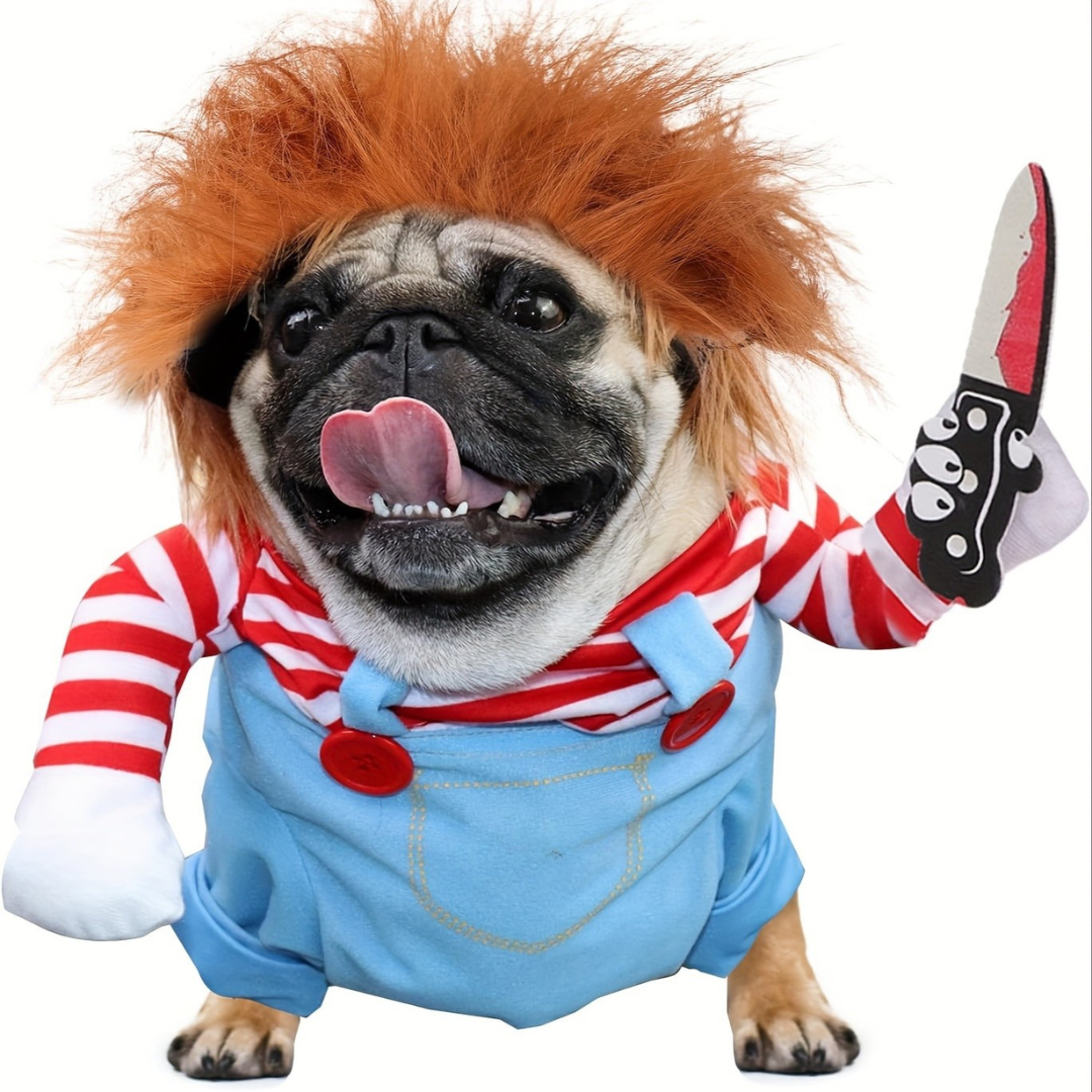 Kuslig dockhundkostym – Plyschig rolig Halloween-outfit för husdjur