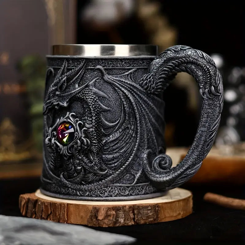 Medeltida drakekaffemugg – Fantasidjursejdel för te, öl och samlare