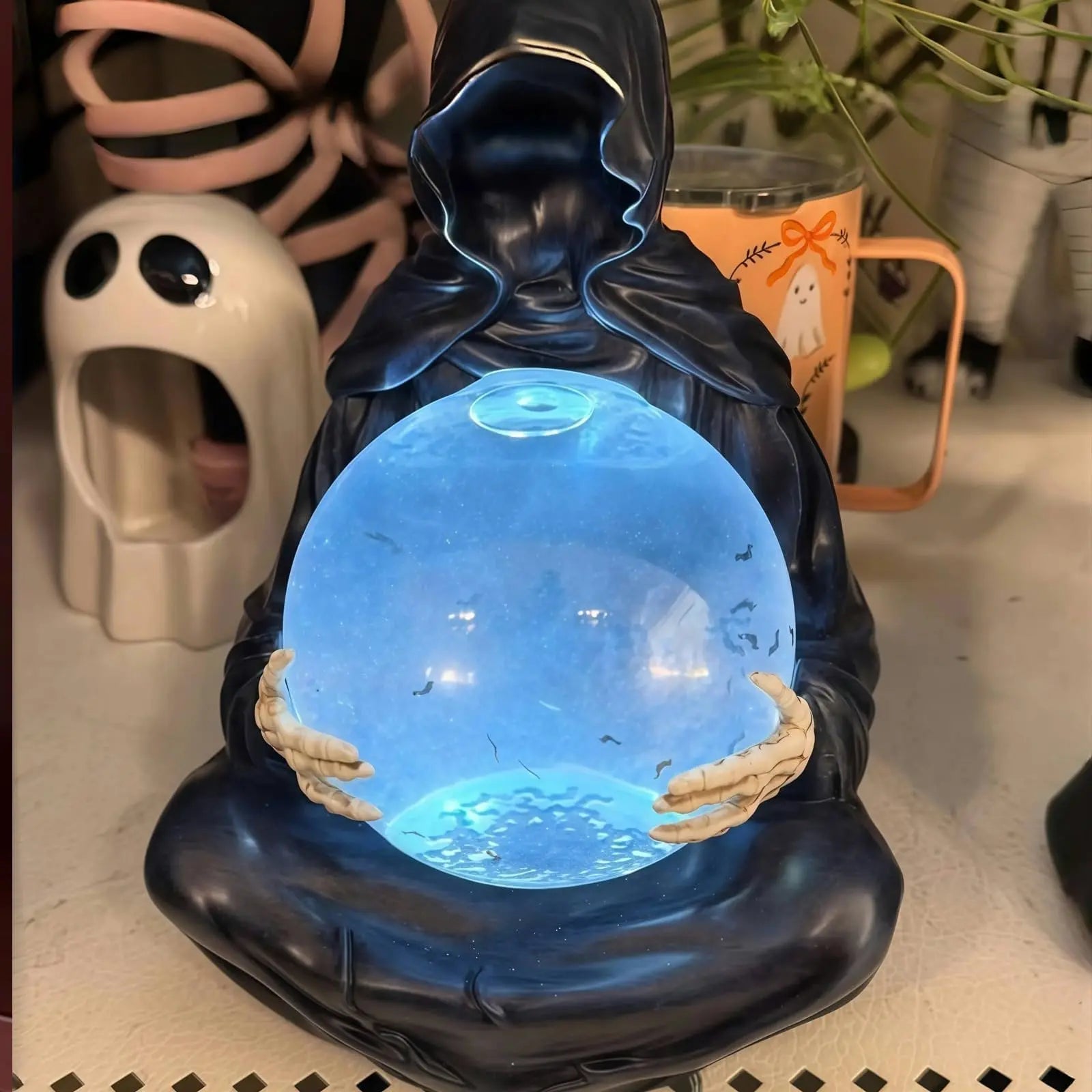 Förtrollad mörk trollkarlskristallsfär – Mystisk energidekor för hem och ritualer