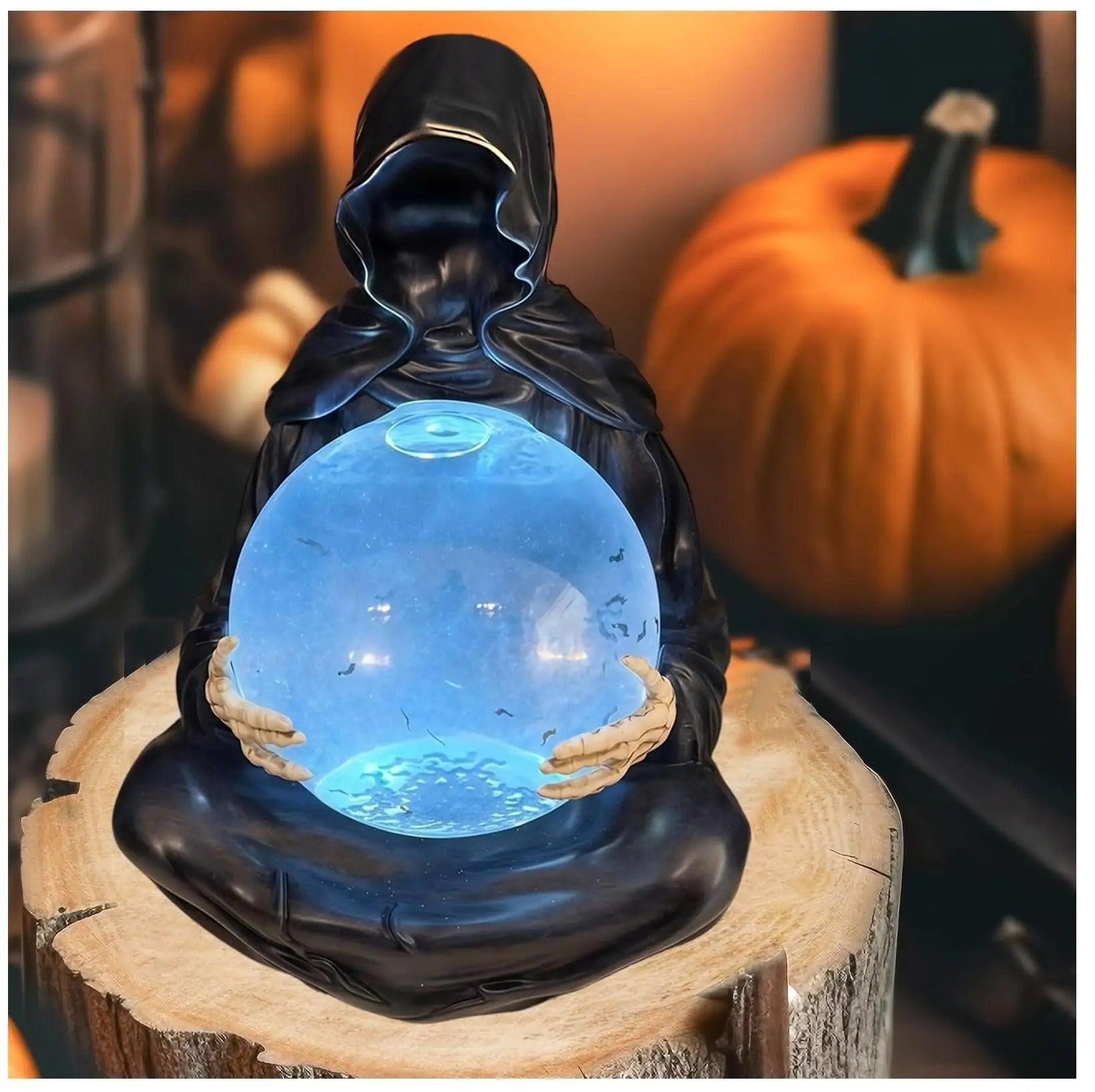 Förtrollad mörk trollkarlskristallsfär – Mystisk energidekor för hem och ritualer