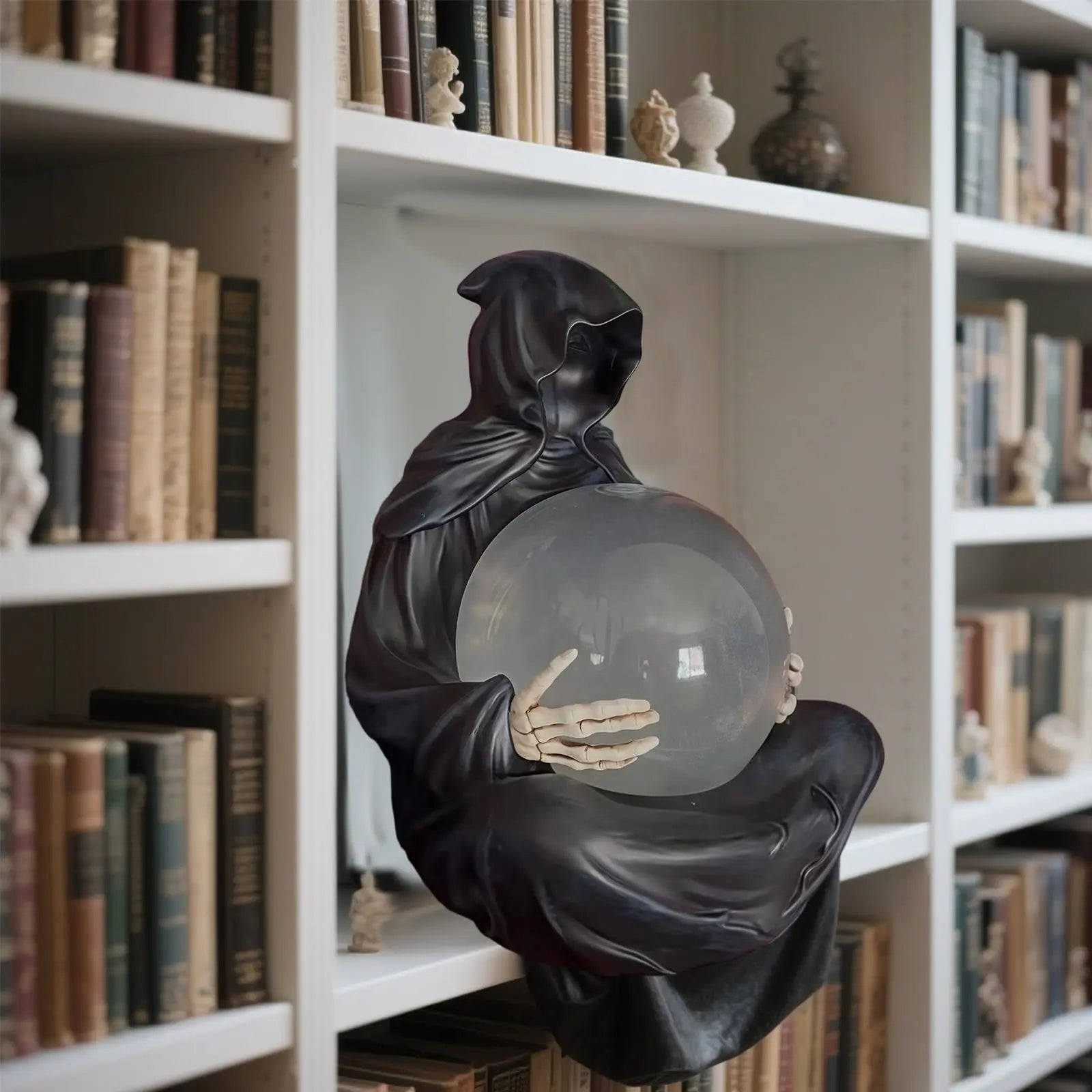 Förtrollad mörk trollkarlskristallsfär – Mystisk energidekor för hem och ritualer