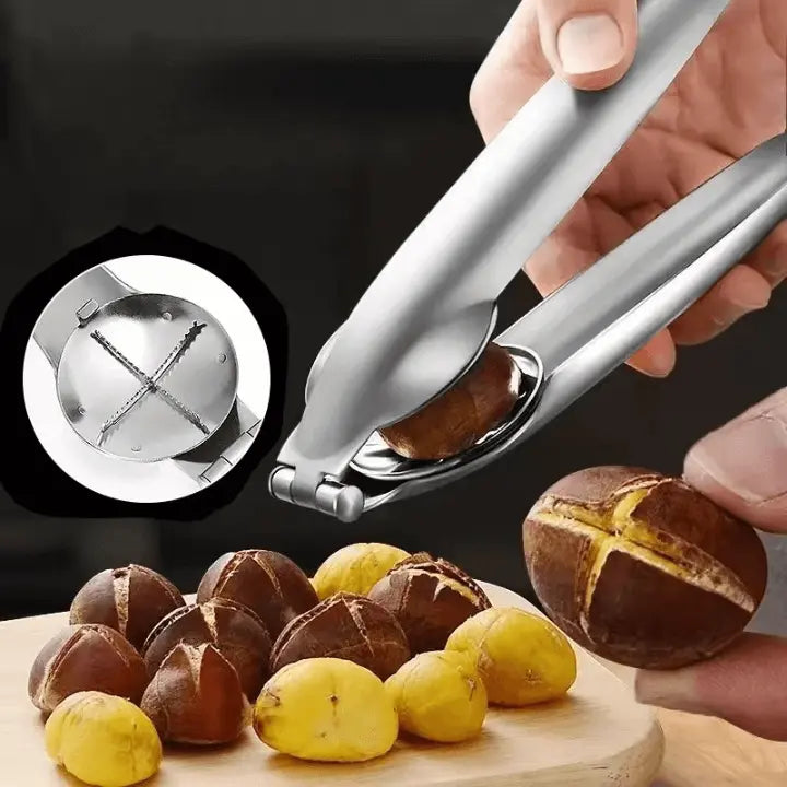 NutMaster - Premium kastanjeöppnare – Enkel skalskärare i rostfritt stål