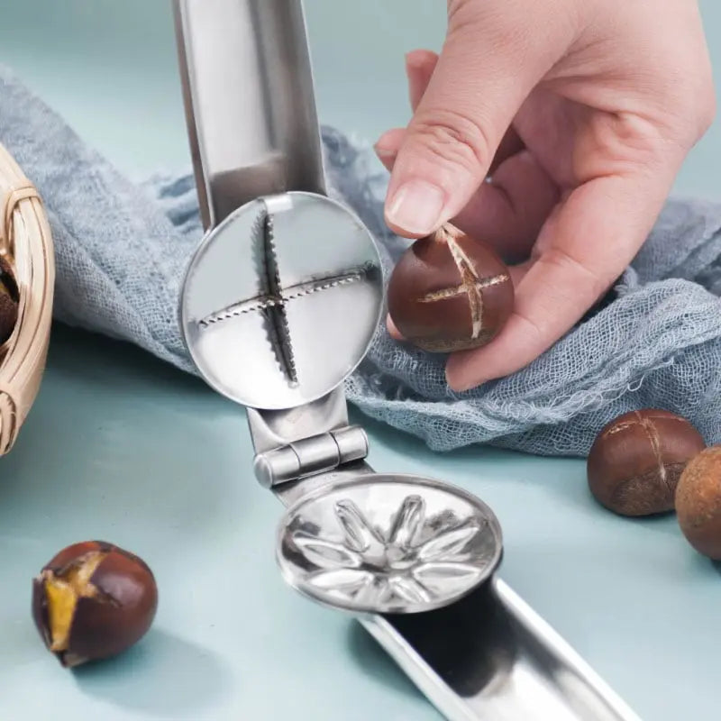 NutMaster - Premium kastanjeöppnare – Enkel skalskärare i rostfritt stål