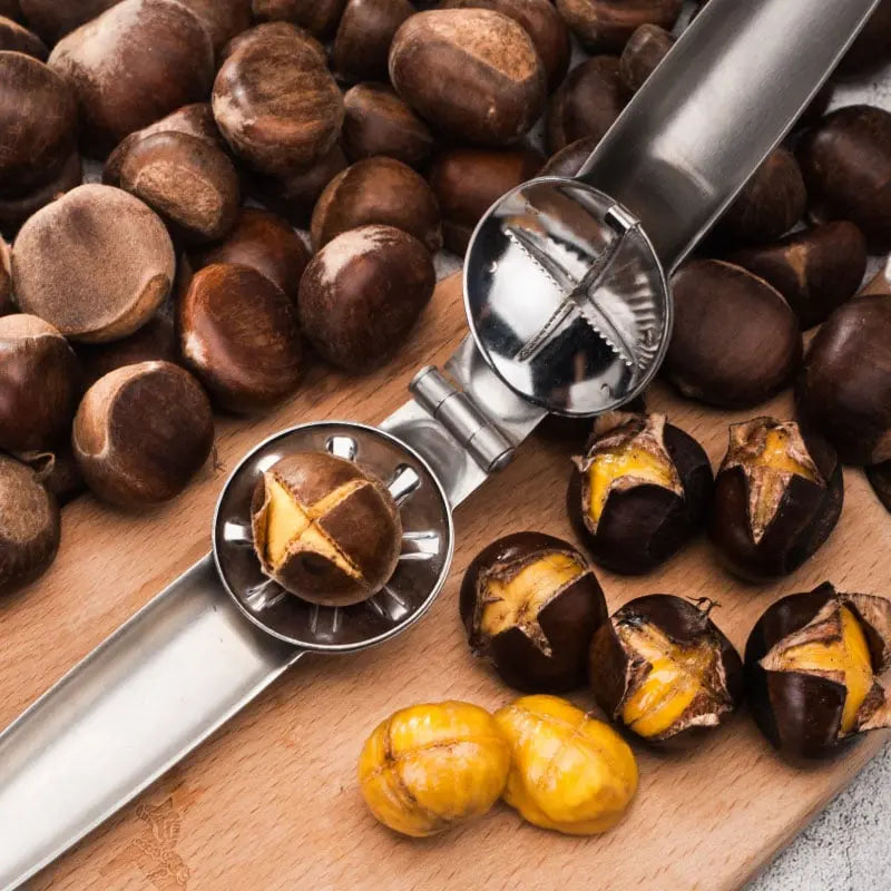 NutMaster - Premium kastanjeöppnare – Enkel skalskärare i rostfritt stål