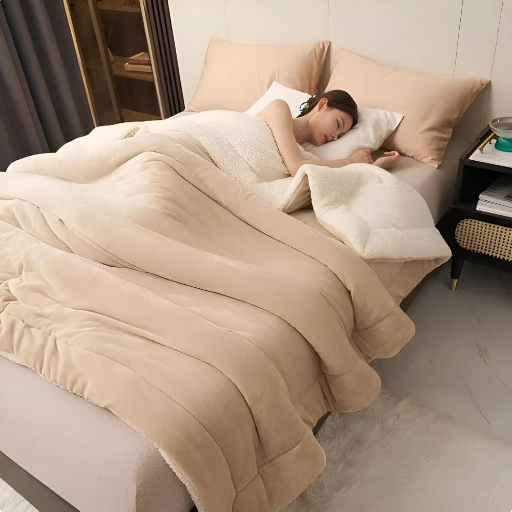 Modern mysig mikrofiberfilt – lätt fleecefilt med plyschkänsla