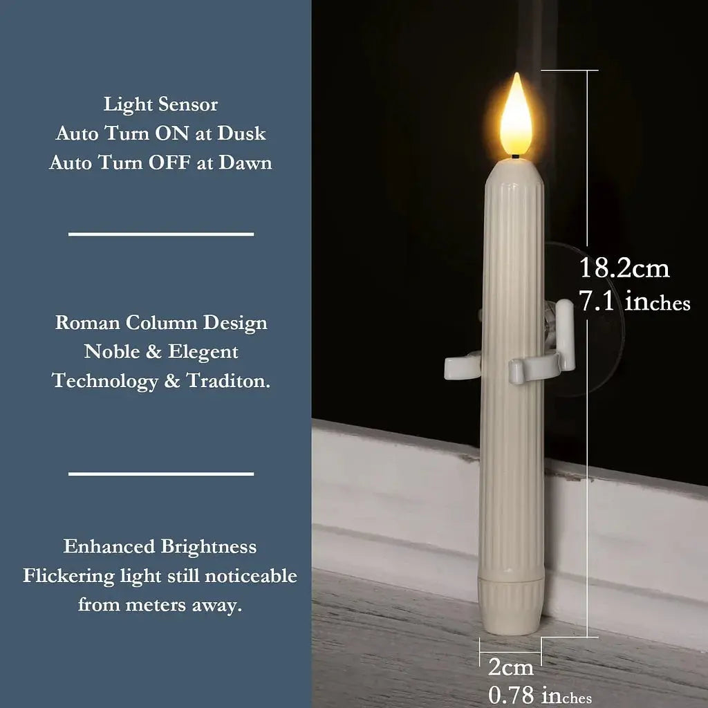 Flamfria LED-fönsterljus – Set om 6 med automatisk skymnings- till gryningssensor