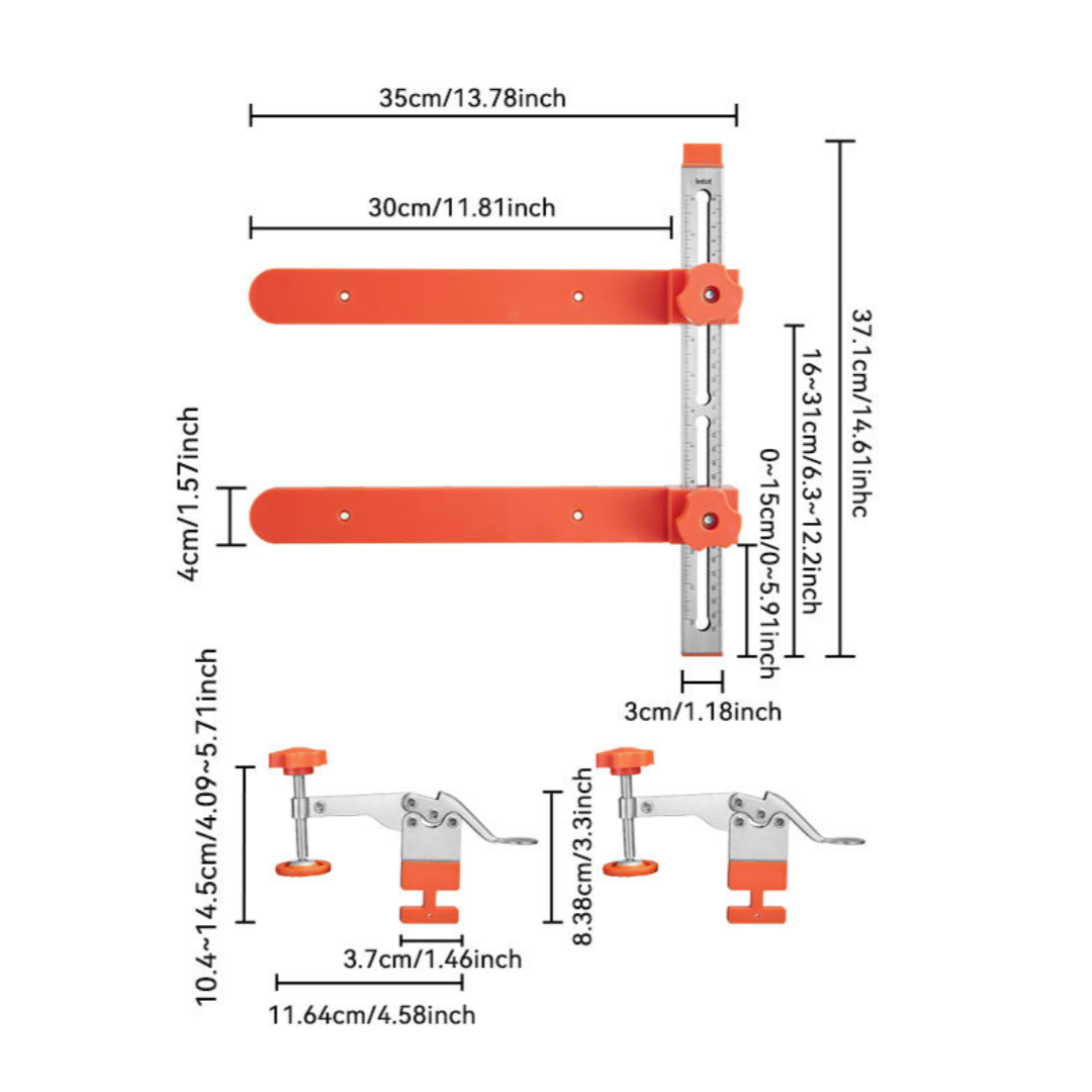 Justeringsguide för lådskenor – Justerbart monteringsverktyg för byggare