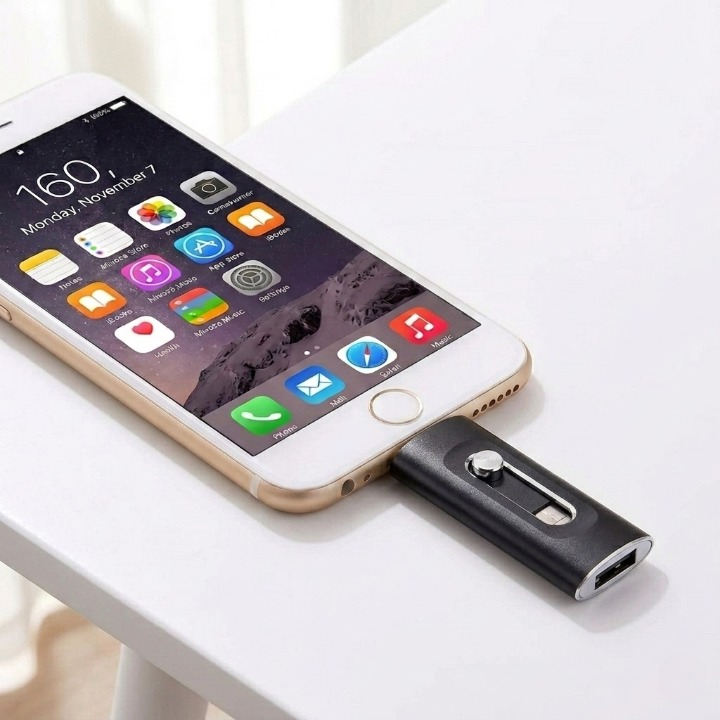 Mobilt USB-minne med flera anslutningar – bärbar lagringsenhet med Lightning-kontakt