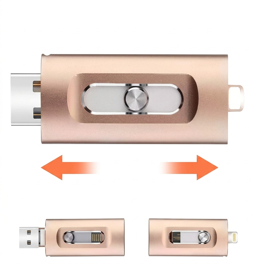 Mobilt USB-minne med flera anslutningar – bärbar lagringsenhet med Lightning-kontakt