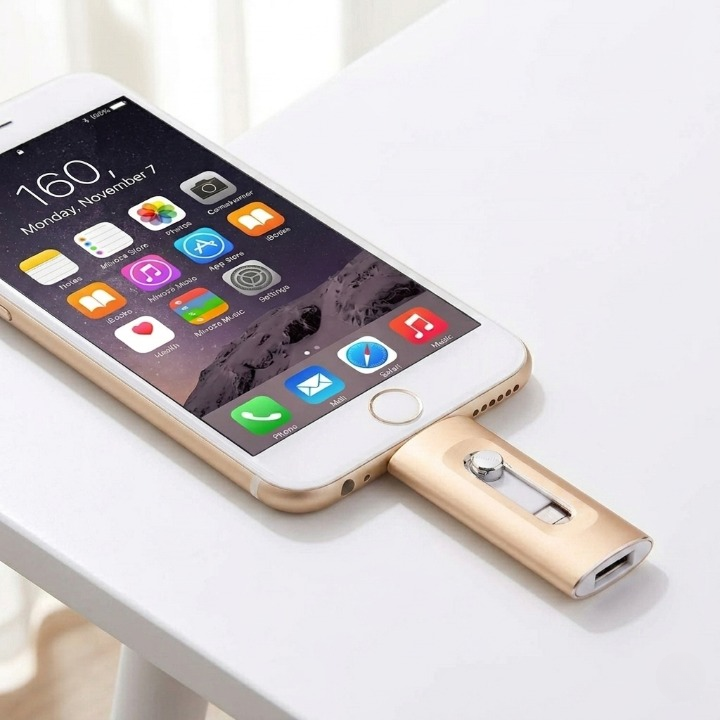 Mobilt USB-minne med flera anslutningar – bärbar lagringsenhet med Lightning-kontakt
