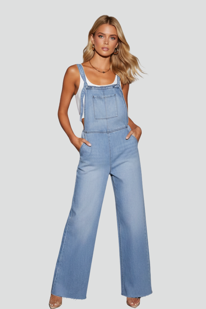 Elanora | Justerbara axelband, vida ben, ärmlös jumpsuit - Enkel lång jumpsuit