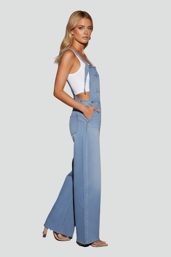 Elanora | Justerbara axelband, vida ben, ärmlös jumpsuit - Enkel lång jumpsuit