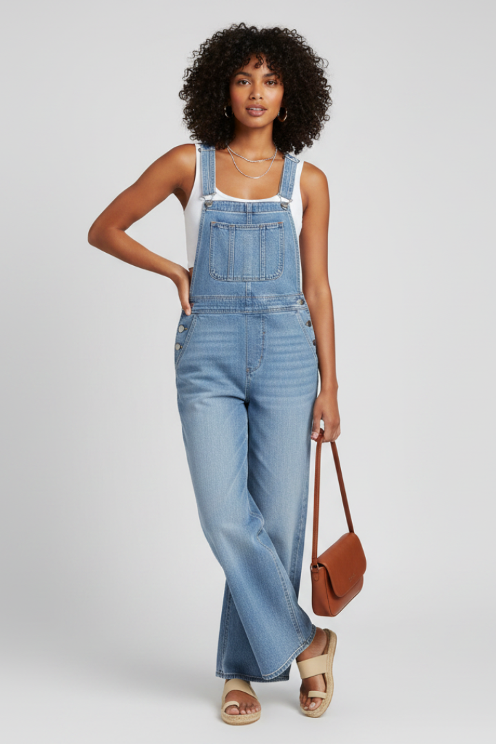 Elanora | Justerbara axelband, vida ben, ärmlös jumpsuit - Enkel lång jumpsuit