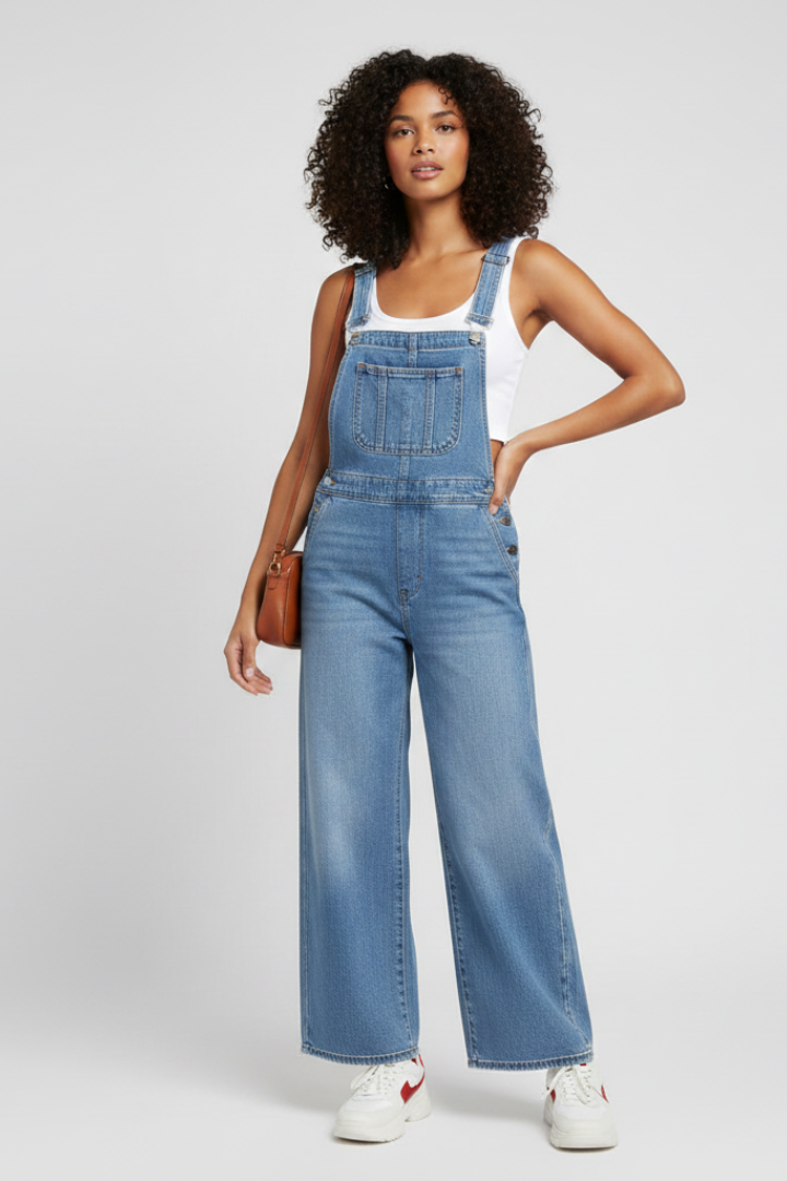 Elanora | Justerbara axelband, vida ben, ärmlös jumpsuit - Enkel lång jumpsuit