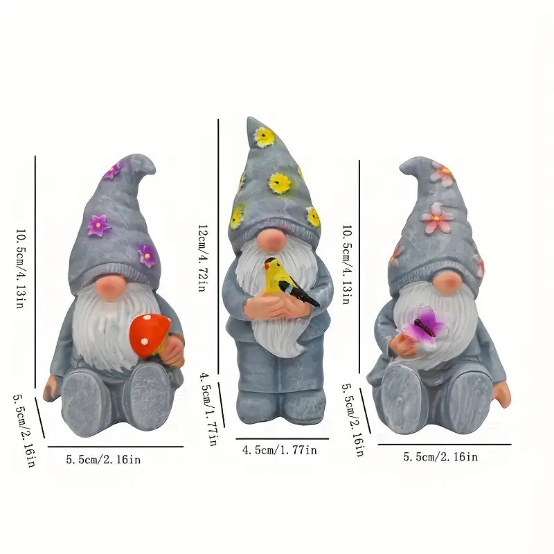 Nyckfullt mini-trädgårdstomteset – Charmiga utomhusstatyer
