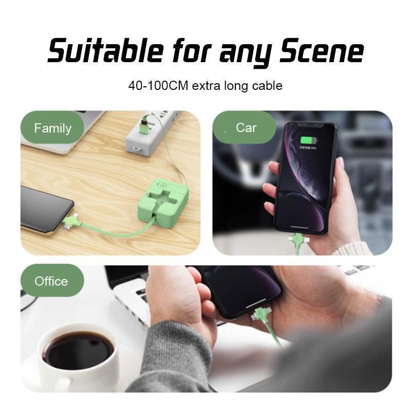 Universell 3-i-1 snabbladdningskabel – strömlösning för flera enheter med USB-C, Lightning och Micro USB