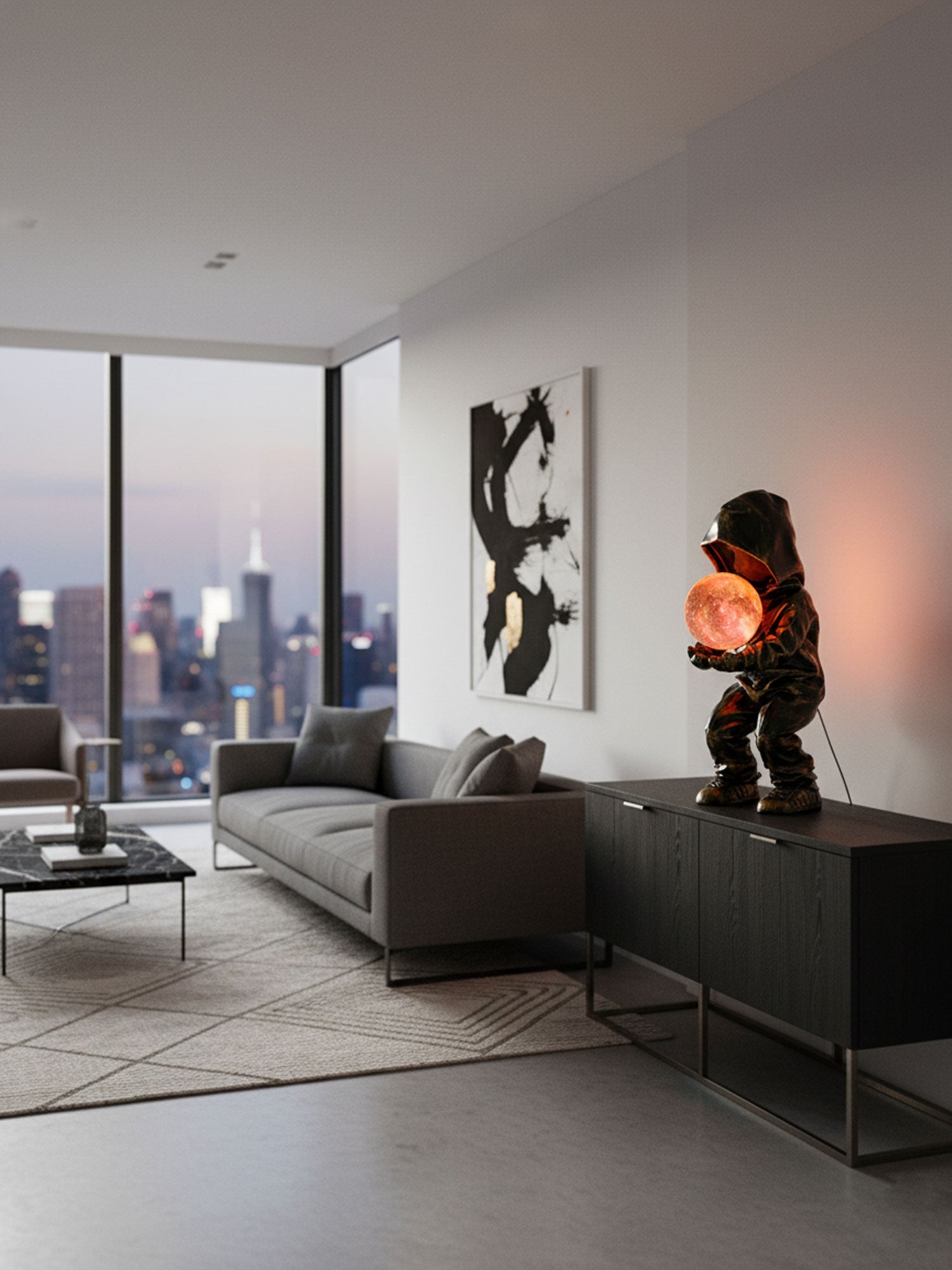 Minimalistisk planetinspirerad bordslampa - justerbar ljusstyrka LED-lampa