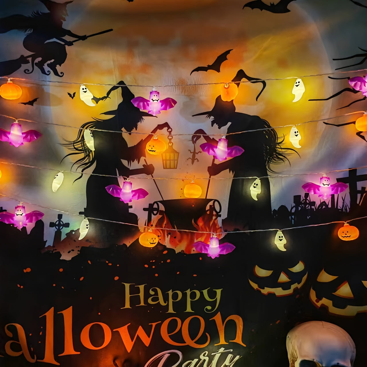 Batteridrivna Halloween-pumpaljus – Festlig ljusslinga för kuslig dekoration