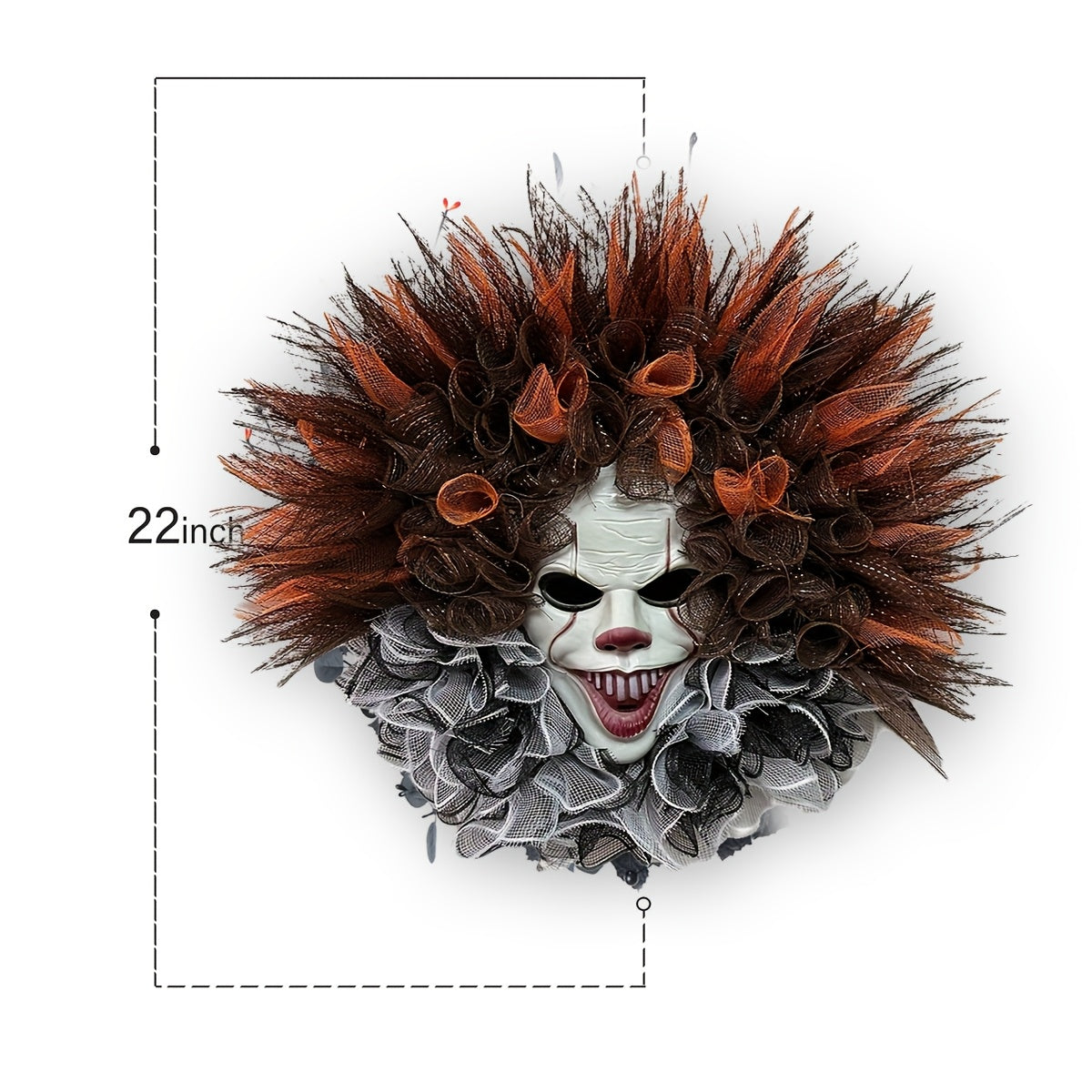 Kuslig clownansiktekrans – Skrämmande Halloween-dörrhängande dekoration
