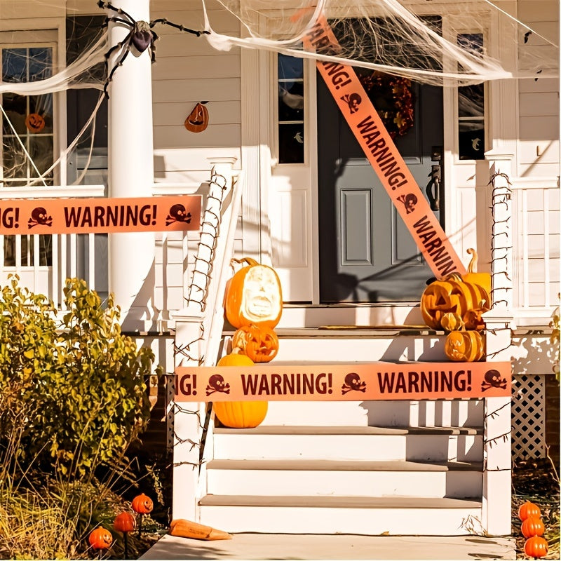 Halloween-varningstejp för dödskalle – kuslig plastvägg- och dörrdekoration