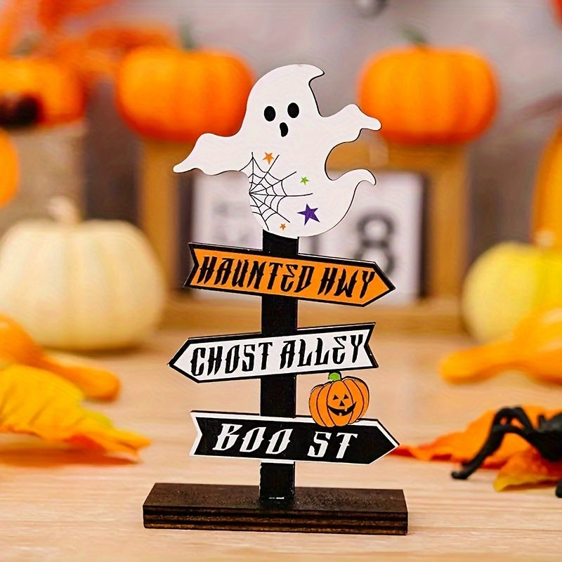 Rustik träpumpa Halloweendekoration – Festlig bordsprydnad