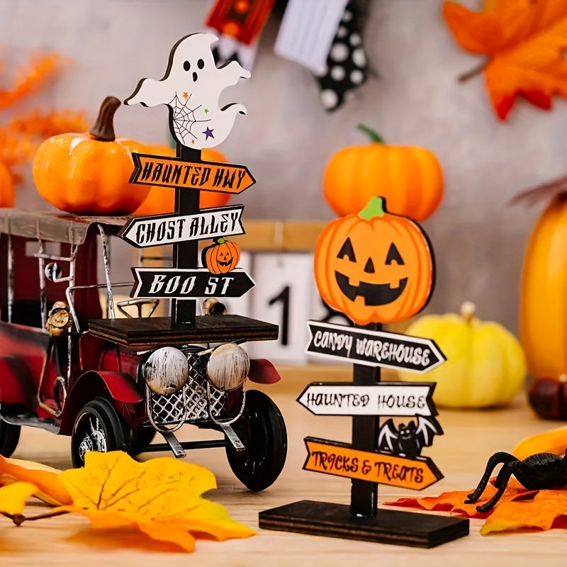 Rustik träpumpa Halloweendekoration – Festlig bordsprydnad