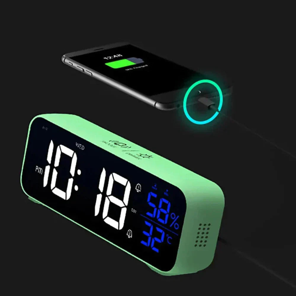 Smart röststyrd väckarklocka – LED-display med inbyggd musikspelare och handsfree-funktion