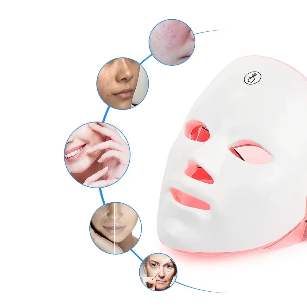7-ljus LED-ansiktsmask - Hudföryngring och lyftande terapi