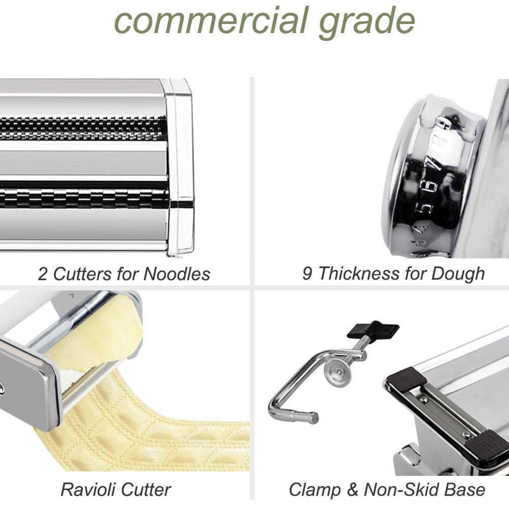 Rostfri pastamaskin – justerbar rulle för färsk deg