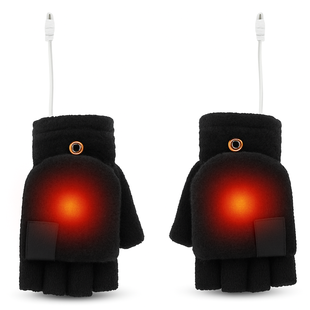 USB-uppvärmda fingerlösa handskar – Varma stickade handskar för vintern utomhus